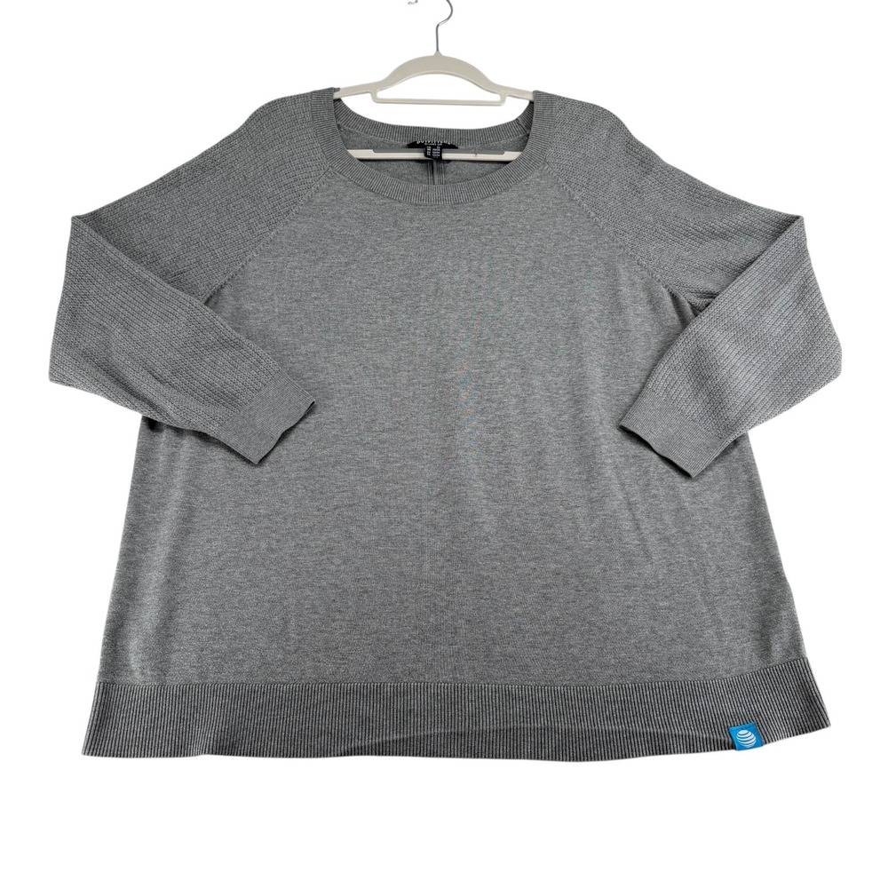 The Outfitters by Lands End Raglan Knit Sweater Women 2X Gray AT&T Logo Employee